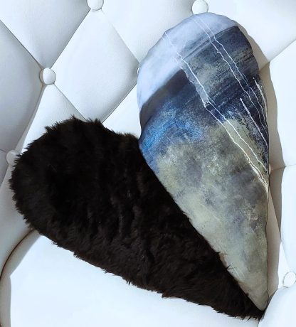 HANDMADE BROWN fur Heart shaped cushion