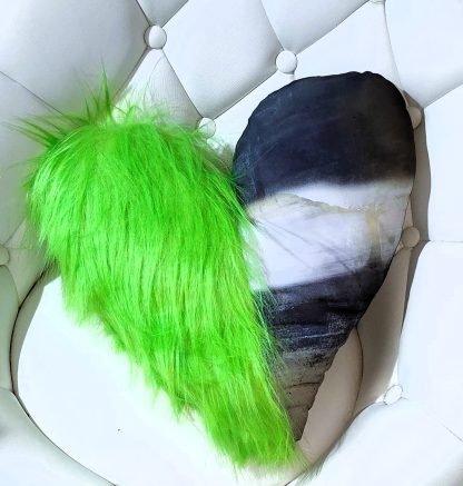 HANDMADE Green fur Heart shaped cushion