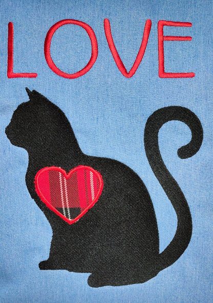 Handmade embroidery cat cushions- LOVE HEART CAT