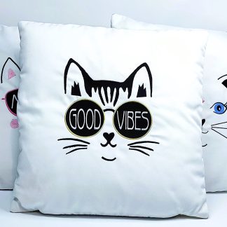 Handmade embroidery cat cushions