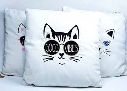 Handmade embroidery cat cushions