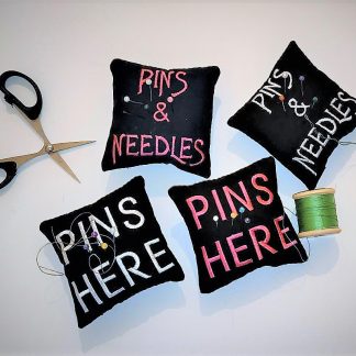 Pin cushions with text